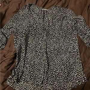 Dalia Black Blouse with White Heart Print